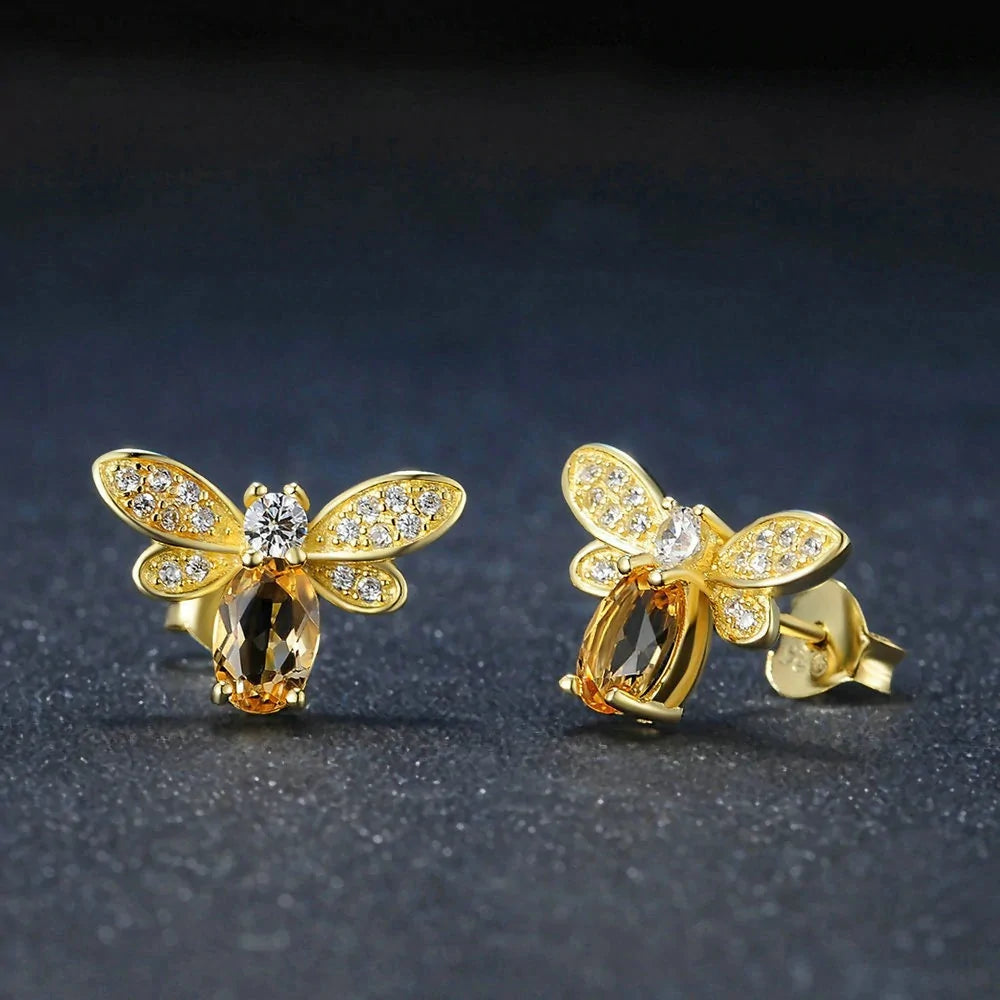 Big Crystal Bee Earrings WEM Support (www.WEM.support)