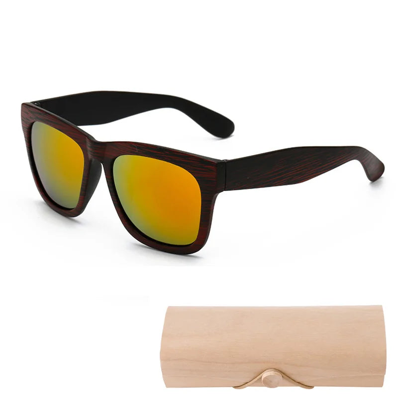 Square Bamboo  Retro Sunglasses WEM Support (www.WEM.support)