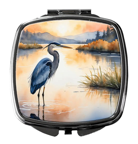 Blue Heron in the Golden Hour Compact Mirror WEM Support (www.WEM.support)
