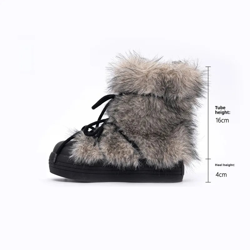 Thick Bottom Increased Fur Short Snow Boots WEM Support (www.WEM.support)