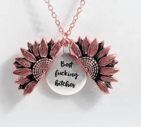 Sunflower Double-layer Lettering Necklace WEM Support (www.WEM.support)