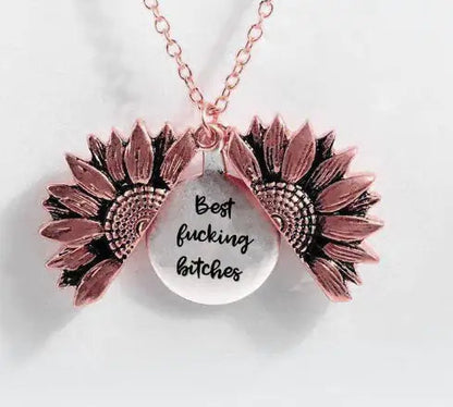 Sunflower Double-layer Lettering Necklace WEM Support (www.WEM.support)