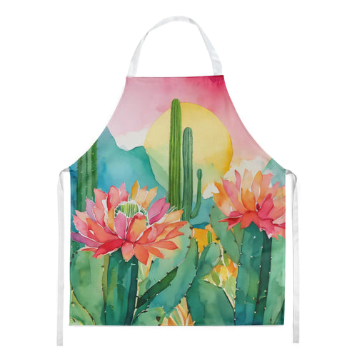 Arizona Saguaro Cactus Blossom in Watercolor Apron WEM Support (www.WEM.support)