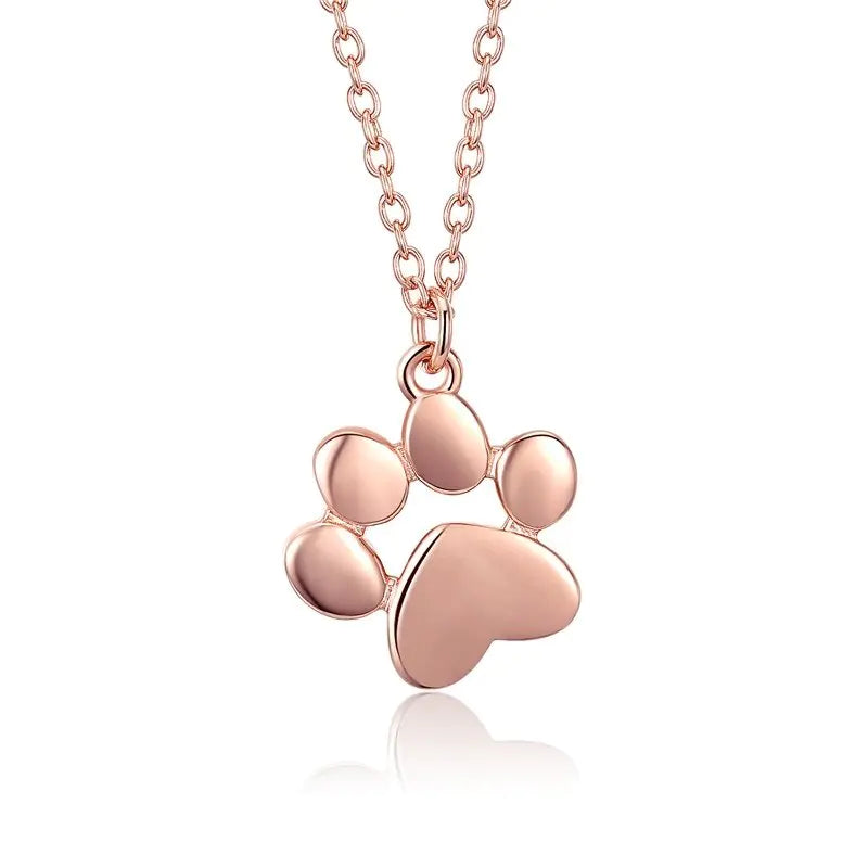 Silver & Rose Gold Pawprint Necklace WEM Support (www.WEM.support)