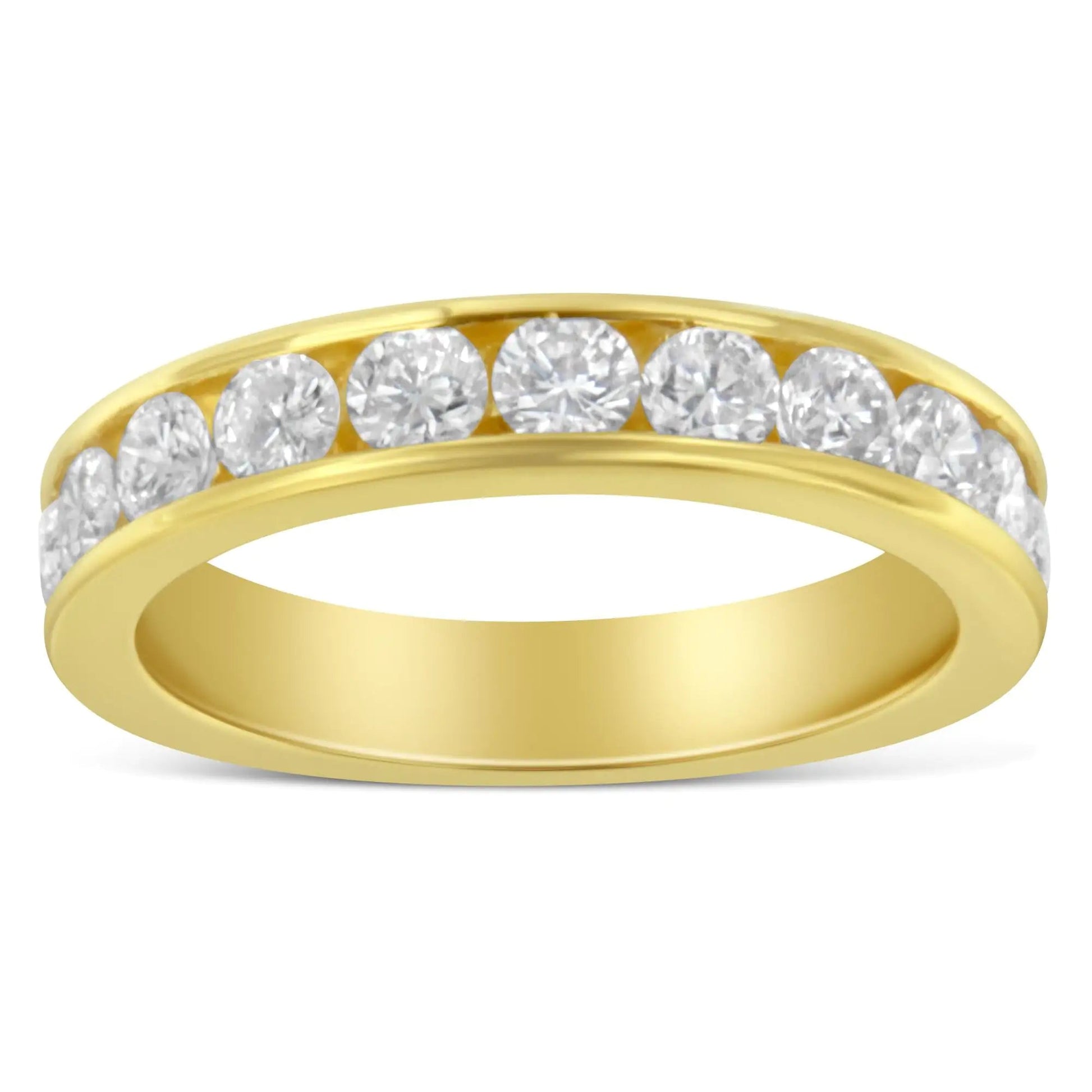 18K Yellow Gold Round Cut Diamond Band Ring (1 Cttw, H-I Color, SI2-I1 Clarity) WEM Support (www.WEM.support)