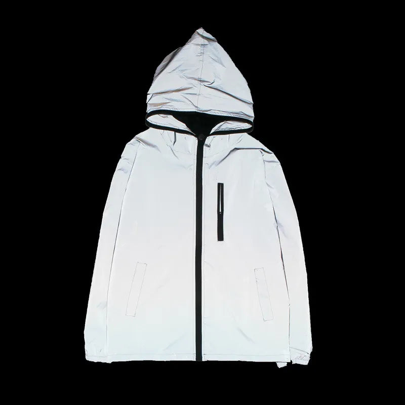 Solid Color Zipper Decoration Reflective Jacket Men's Jacket WEM Support (www.WEM.support)