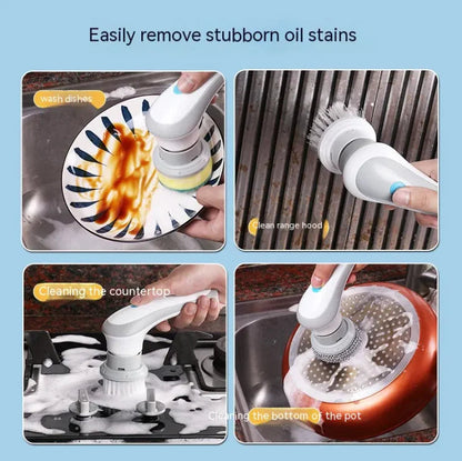 Electric Cleaning Brush 4 In 1 Spinning Scrubber Handheld Electric Cordless Cleaning Brush Portable HejK.com Marketplace LLC