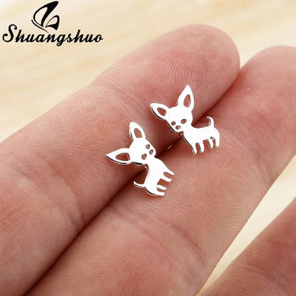 Stainless Steel Chihuahua Earrings WEM Support (www.WEM.support)