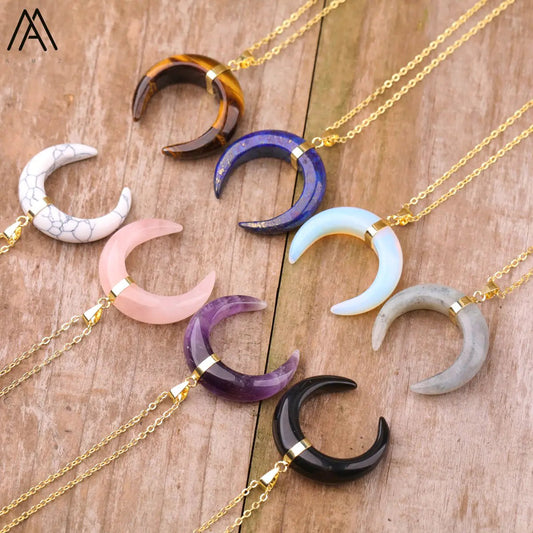 Moon Shape Amethyst Necklace WEM Support (www.WEM.support)