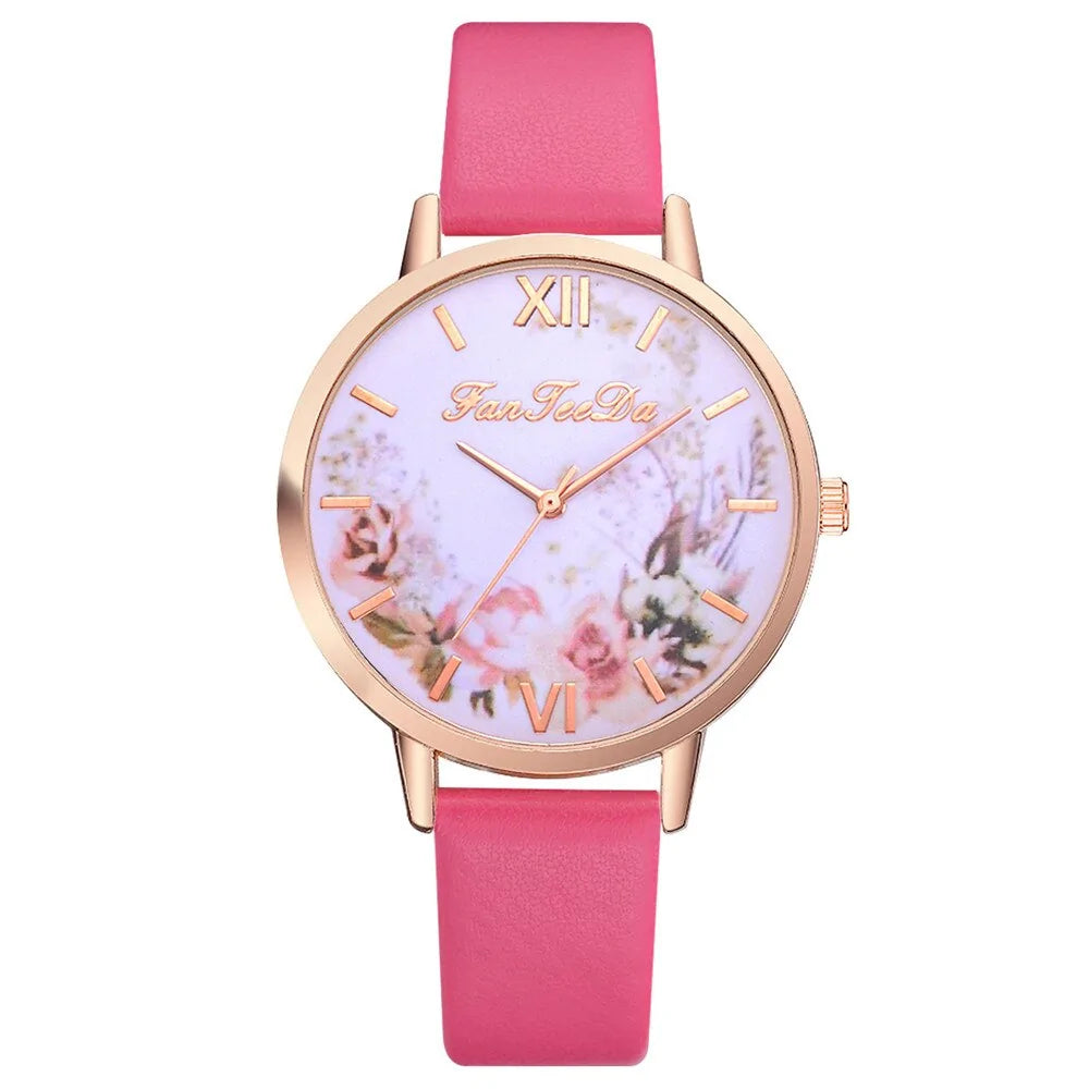 Tan Strap Floral Bee Watch WEM Support (www.WEM.support)
