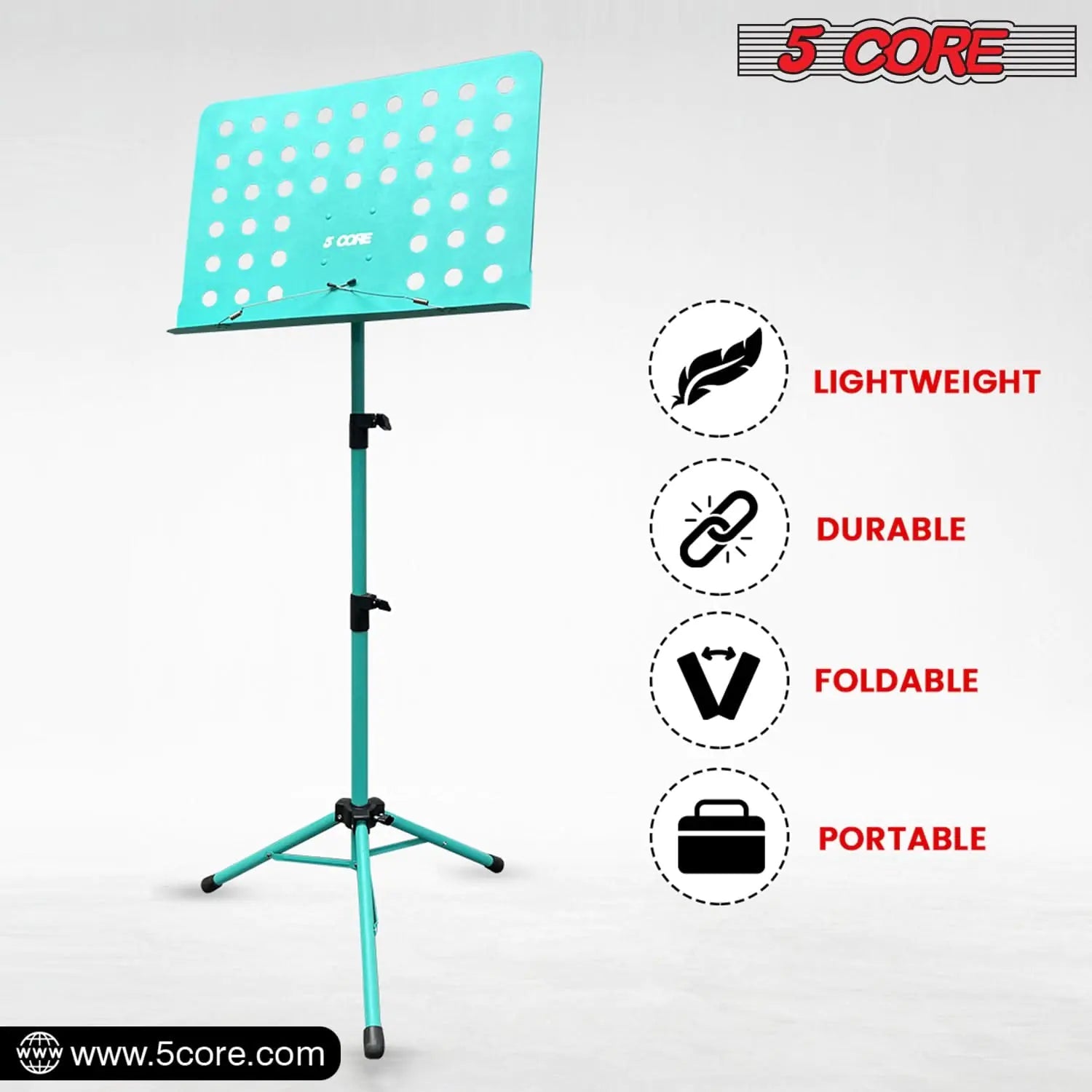 Suporte de Música 5Core para Partituras, Tripé Portátil Ajustável e Dobrável WEM Support (www.WEM.support)