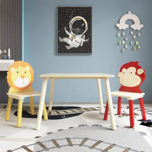 Solid Wood Children's Table And Two Chairs Set WEM Support (www.WEM.support)