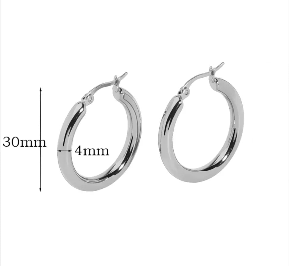 Stainless Steel Large Hollow Circle Earrings WEM Support (www.WEM.support)