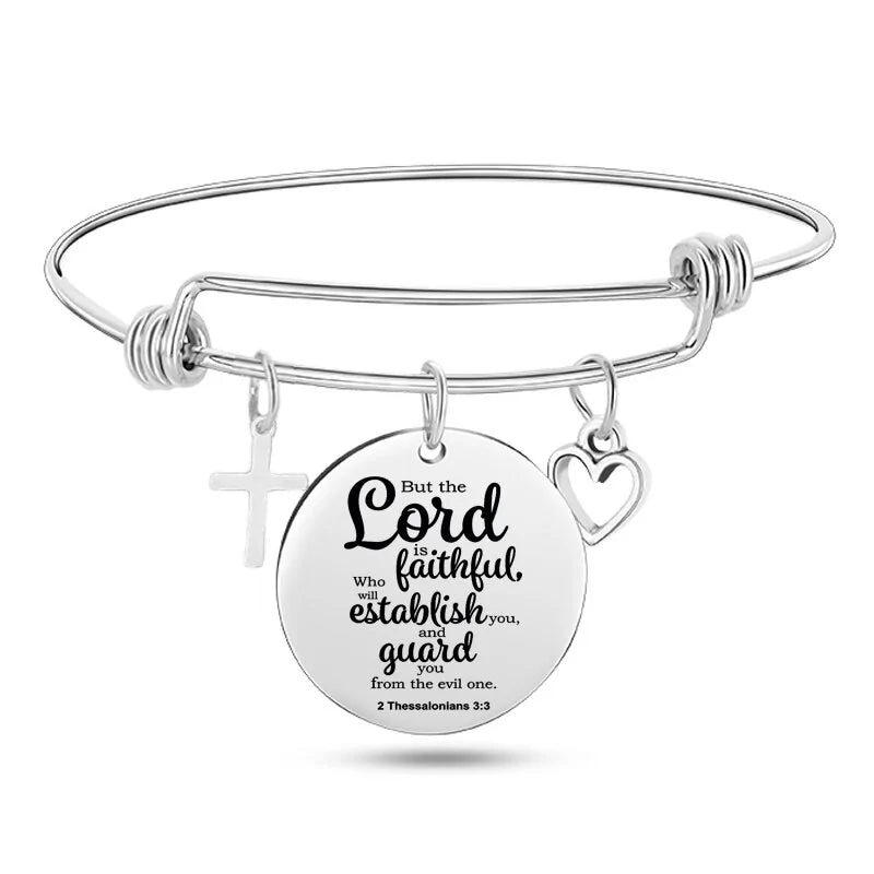 Stainless Steel Christian Charm Bracelet WEM Support (www.WEM.support)