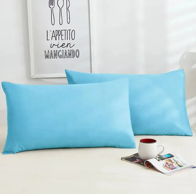 A Pair Of Pure Color Cotton Pillowcases WEM Support (www.WEM.support)