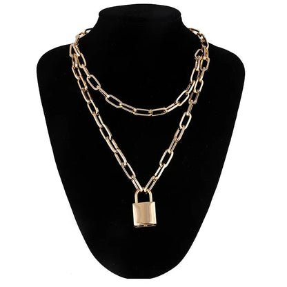 Double Layer Lock Chain Necklace WEM Support (www.WEM.support)