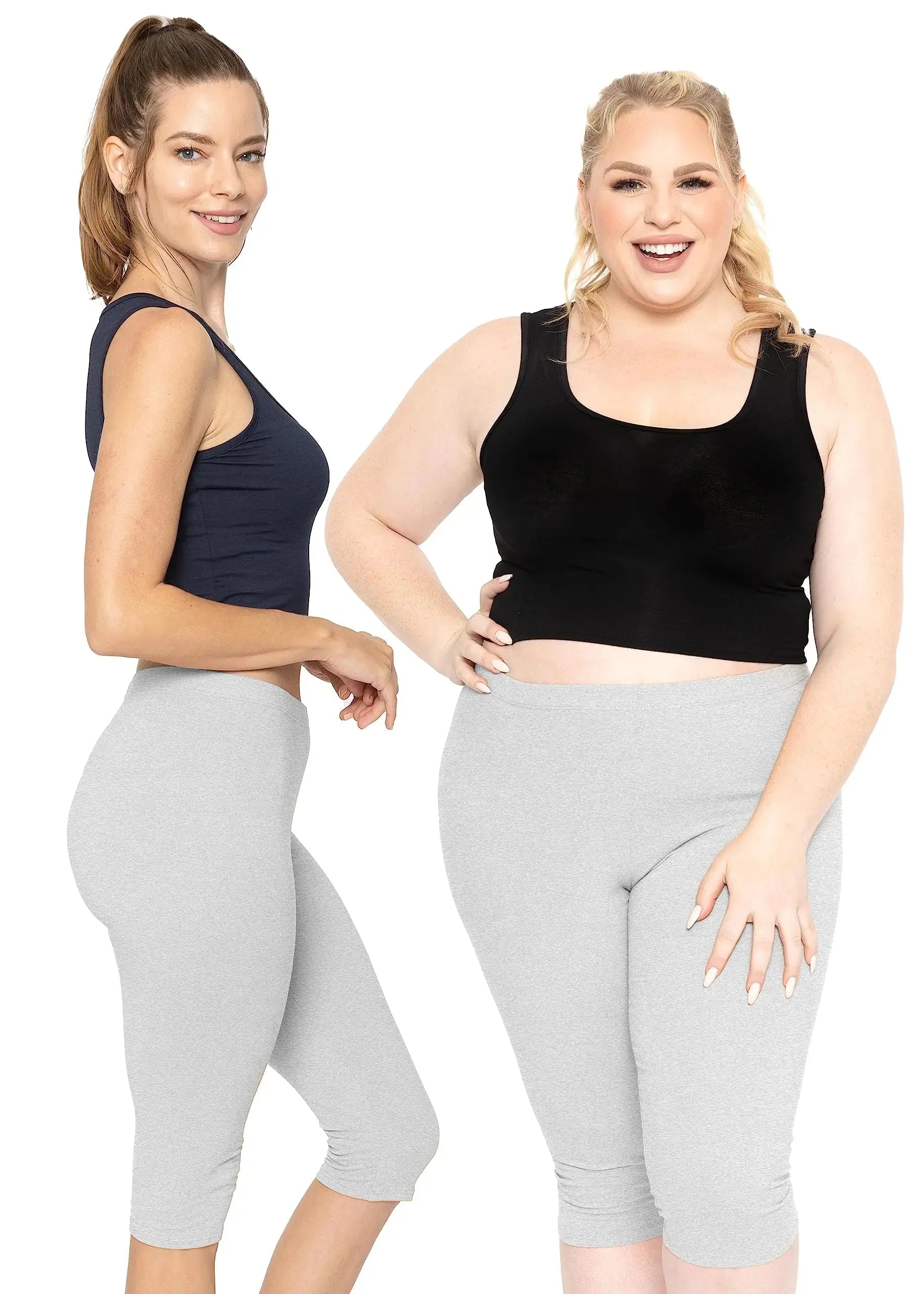 Women's and Plus Size Knee-Length and Ankle Length Leggings | X-Small- 7X Adult Knee Length Small Heather Gray My Store