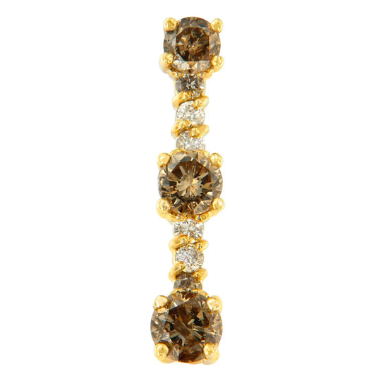 14K Yellow Gold 1 cttw White and Champagne Round Cut Diamond Drop Pendant Necklace (I-J, I1-I2) WEM Support (www.WEM.support)