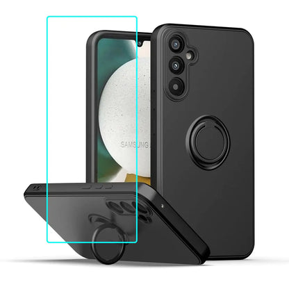 for Gabb Phone 4 Pro 5G Case with Screen Protector,for Bark Phone A15 Phone Case Ring Kickstand Slim Soft Silicone with Full Camera Protection Shockproof Cover for Gabb Phone 4 Pro 2024 Black