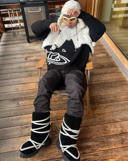 Space Planet Star Knitted Sweater - Y2K Vibes HejK.com