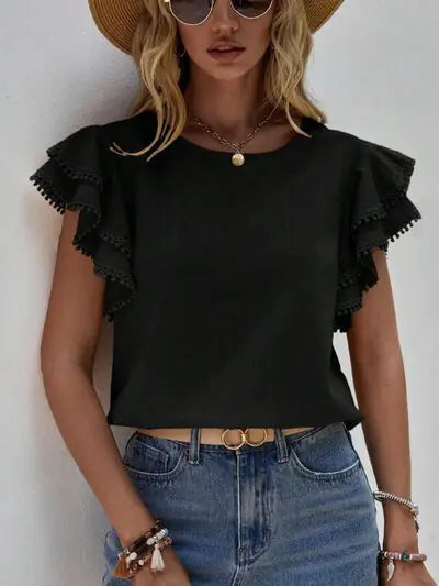 Denise Ruffle Cap Sleeve Top WEM Support (www.WEM.support)