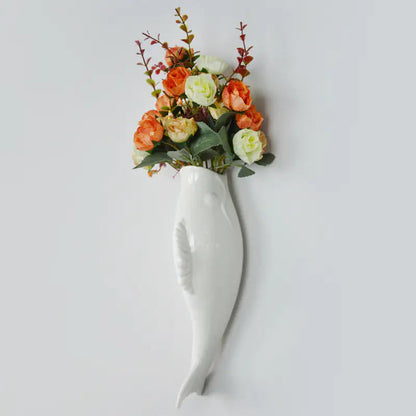 Simple Modern Creative Wall Ceramic Goldfish Vase Restaurant Mural Wall Hanging Three-Dimensional Wall Decoration Wholesale WEM Support (www.WEM.support)