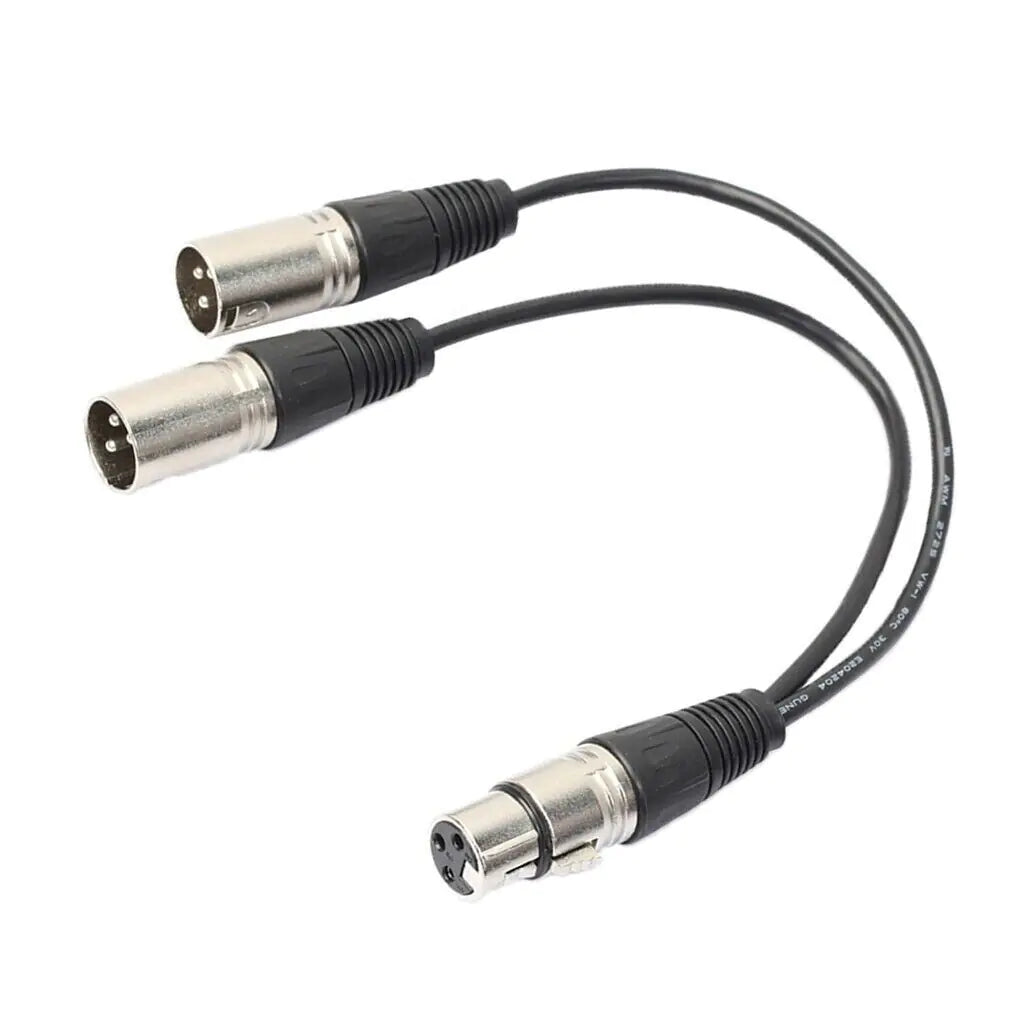 3Pin XLR Female Jack To Dual 2 Male Plug Y Splitter Cable Adapter Microphone USA WEM Support (www.WEM.support)
