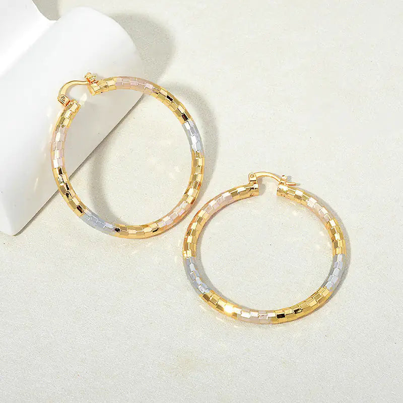 Simple Gold Women's Metal Alloy Earrings WEM Support (www.WEM.support)