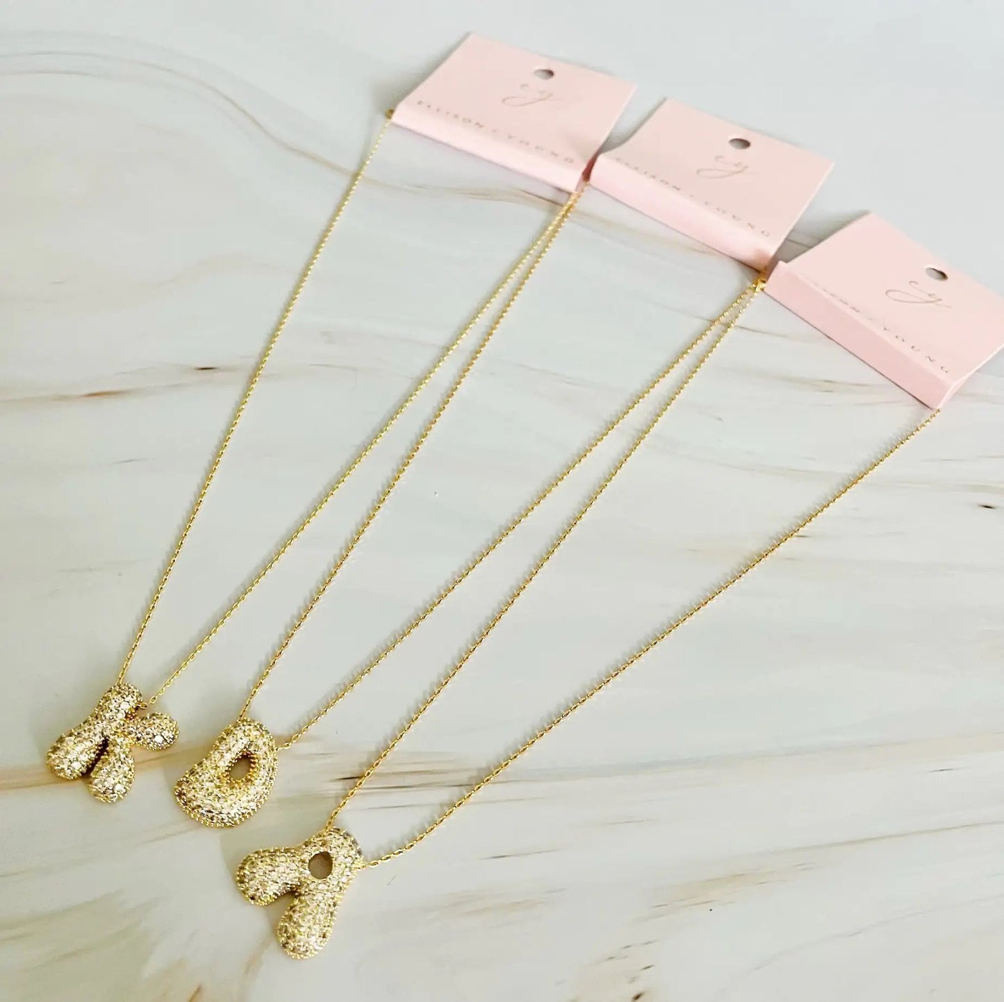 Crystal Bubble Initial Necklace WEM Support (www.WEM.support)