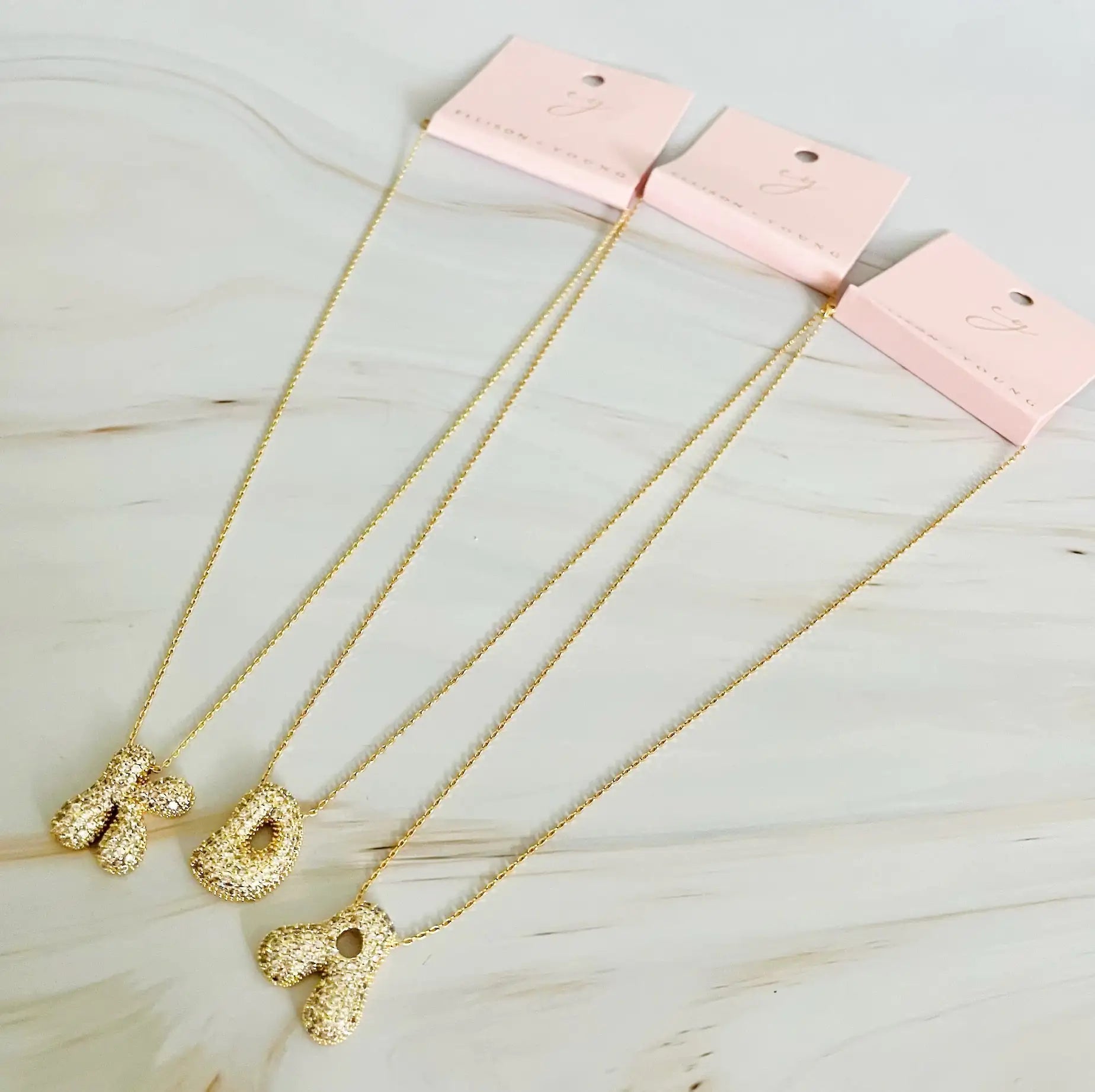 Crystal Bubble Initial Necklace WEM Support (www.WEM.support)