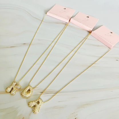 Crystal Bubble Initial Necklace WEM Support (www.WEM.support)