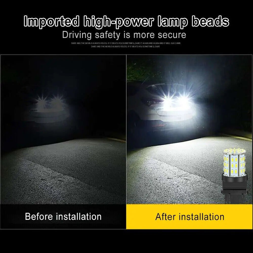 4X 3157 3156 64SMD LED Reverse Tail Brake Turn Signal DRL Light Bulb 6000K White WEM Support (www.WEM.support)