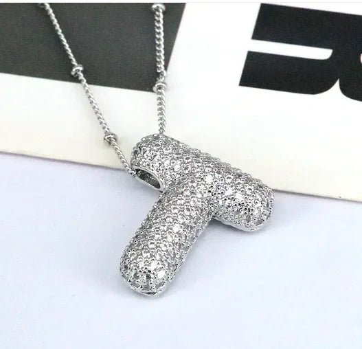 Brass Zircon Letter Necklace WEM Support (www.WEM.support)