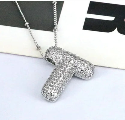 Brass Zircon Letter Necklace WEM Support (www.WEM.support)