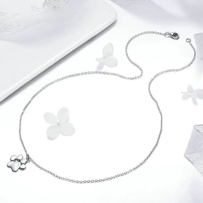 Silver & Rose Gold Pawprint Necklace WEM Support (www.WEM.support)