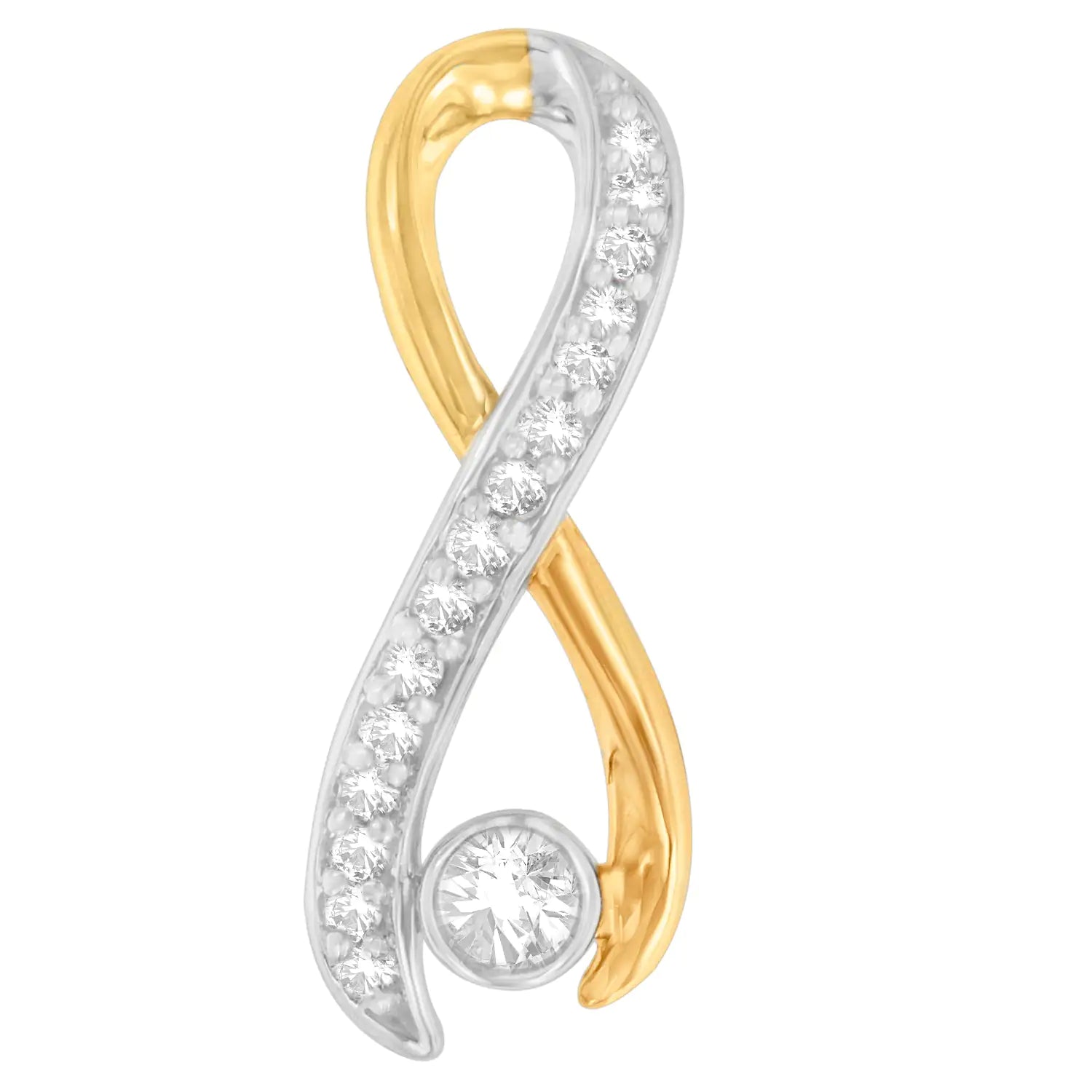 Colar com Pingente Radiant Ribbon em Ouro 10K Bicolor com 1/5 cttw de Diamantes (H-I, I1-I2) WEM Support (www.WEM.support)