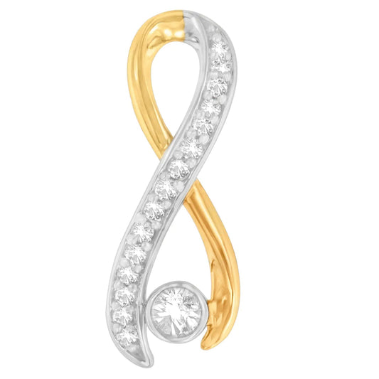 Colar com Pingente Radiant Ribbon em Ouro 10K Bicolor com 1/5 cttw de Diamantes (H-I, I1-I2) WEM Support (www.WEM.support)