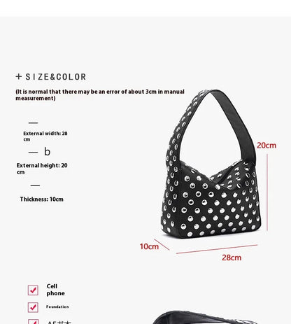 Rivet Black Metal Motorcycle Underarm Bag WEM Support (www.WEM.support)