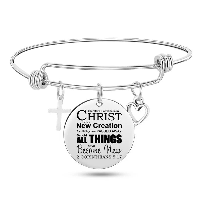 Stainless Steel Christian Charm Bracelet WEM Support (www.WEM.support)