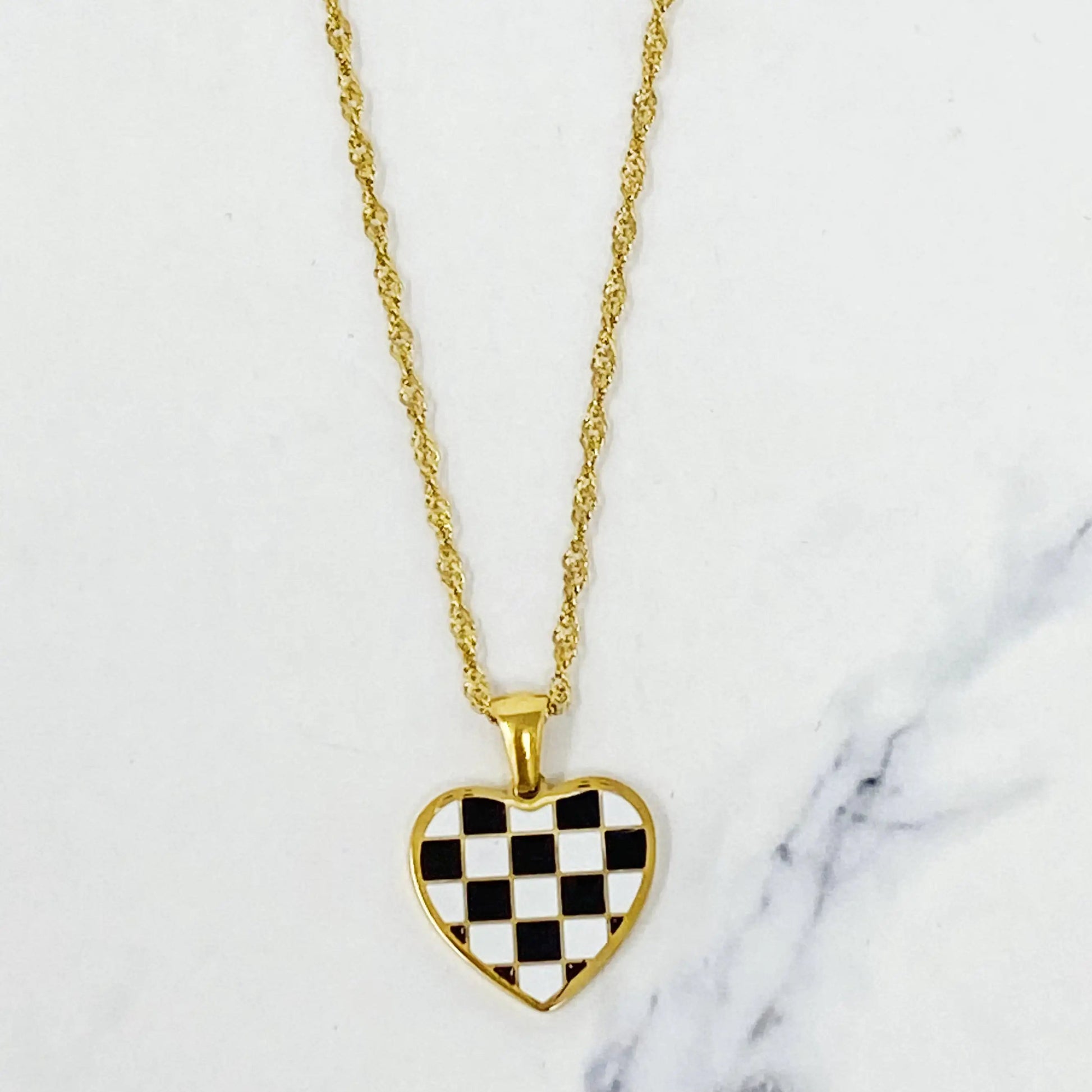Checkered Heart Necklace WEM Support (www.WEM.support)