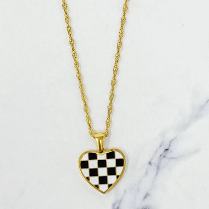 Checkered Heart Necklace WEM Support (www.WEM.support)