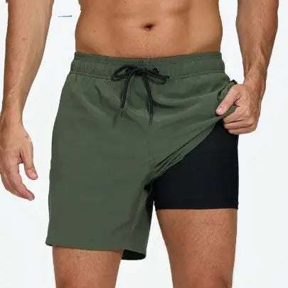 Men's Quick-Dry Double-Layer Beach Swim Trunks HejK.com