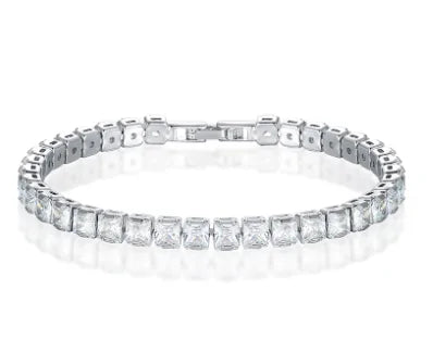 Clear Square Cubic Zirconia Tennis Bracelet WEM Support (www.WEM.support)