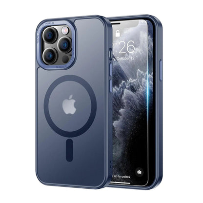 LUHOURI Magnetic for iPhone 13 Pro Max Case with Built-in Kickstand,Screen Protector Included,[Compatible with Magsafe],Slim Fit Shockproof Crystal Cover iPhone 13 Pro Max 6.7" Phone Case Clear Blue HejK.com