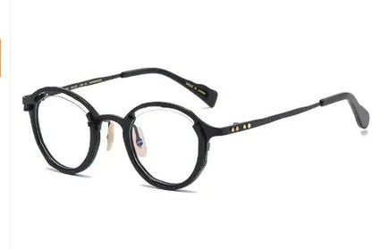 Pure Titanium Oval Glasses Frame with Myopia Lenses WEM Support (www.WEM.support)