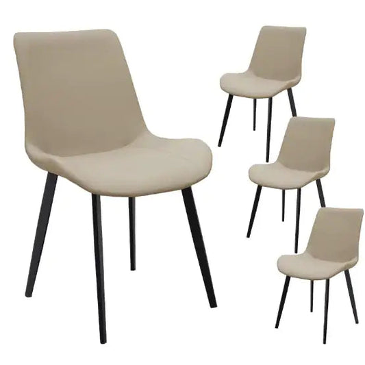 Tan PU Leather Dining Chair With Metal Legs, Modern Upholstered Chair Set Of 4 For Kitchen WEM Support (www.WEM.support)