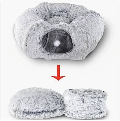 Foldable Plush Winter Cat Tunnel & Nest WEM Support (www.WEM.support)