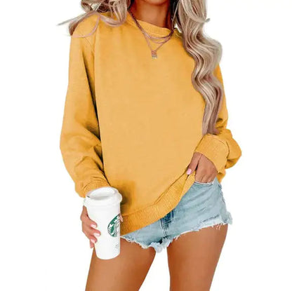 Solid Color Crew Neck Coat Long Sleeve Hoodie WEM Support (www.WEM.support)