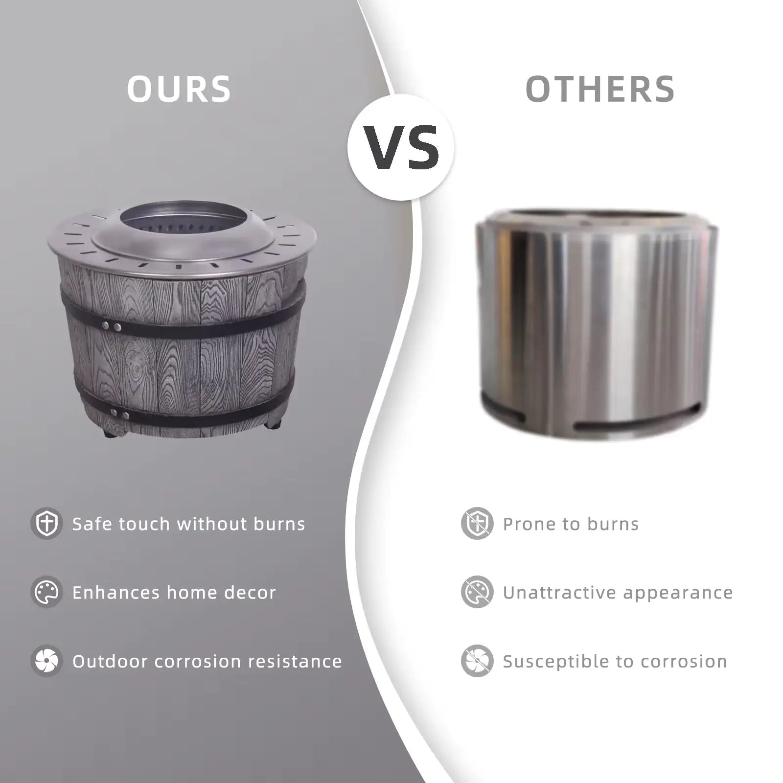 Smokeless Firepit With Wood Pellet Twig Wood As The Fuel, Wood Look WEM Support (www.WEM.support)