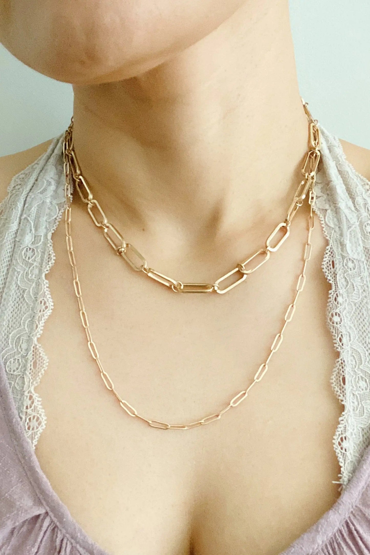 Big & Small Double Chain Link Necklace WEM Support (www.WEM.support)